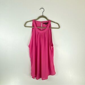 Ellen Weaver Womens Large Sleeveless Blouse Keyhole Back Pink Shell Career
